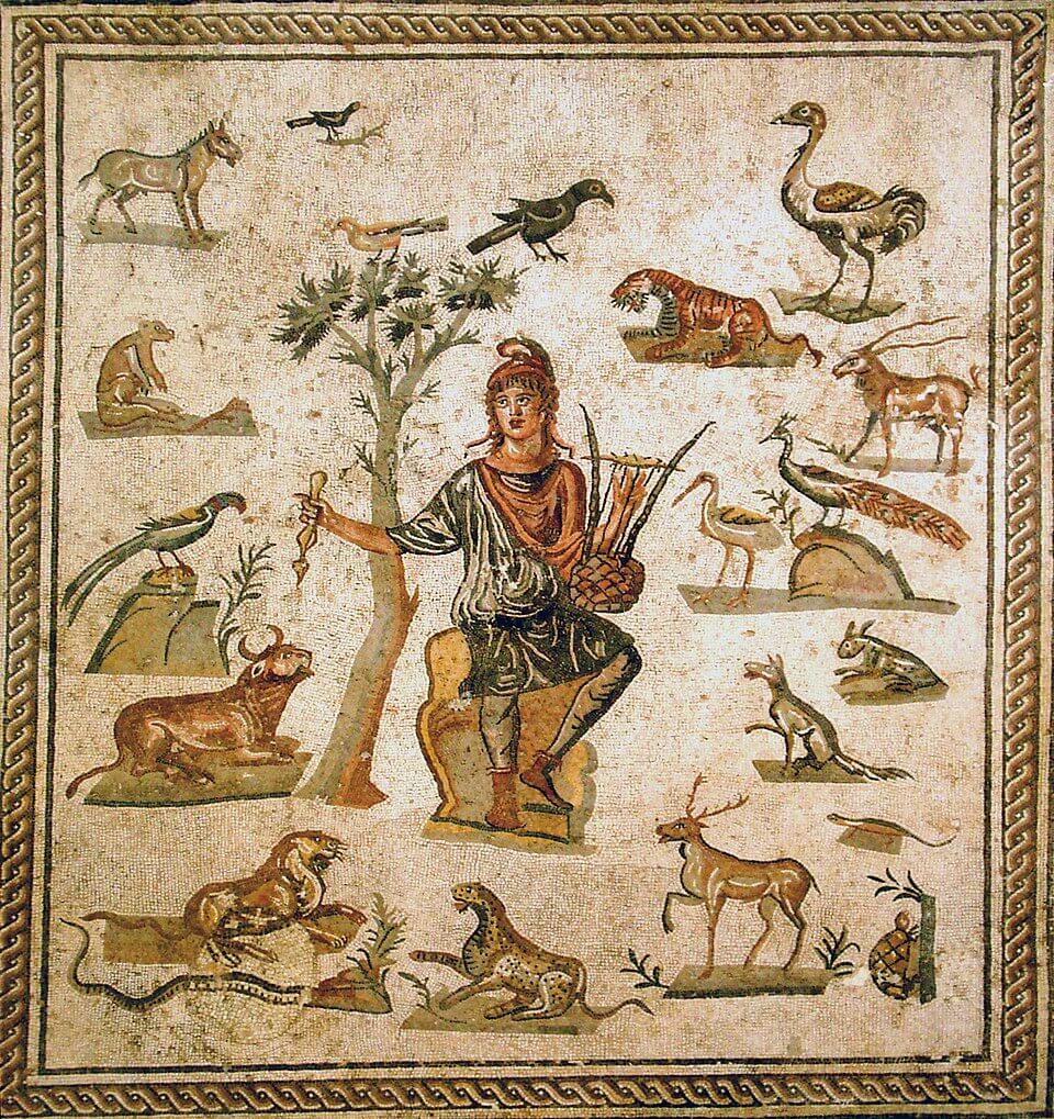 Mosaico de Orfeo, figura central del orfismo del papiro de Derveni